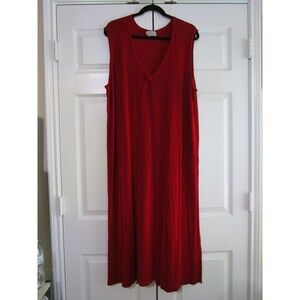 Mix of White & Natural Dress Womens Large Red Sleeveless Maxi A-Line Button USA